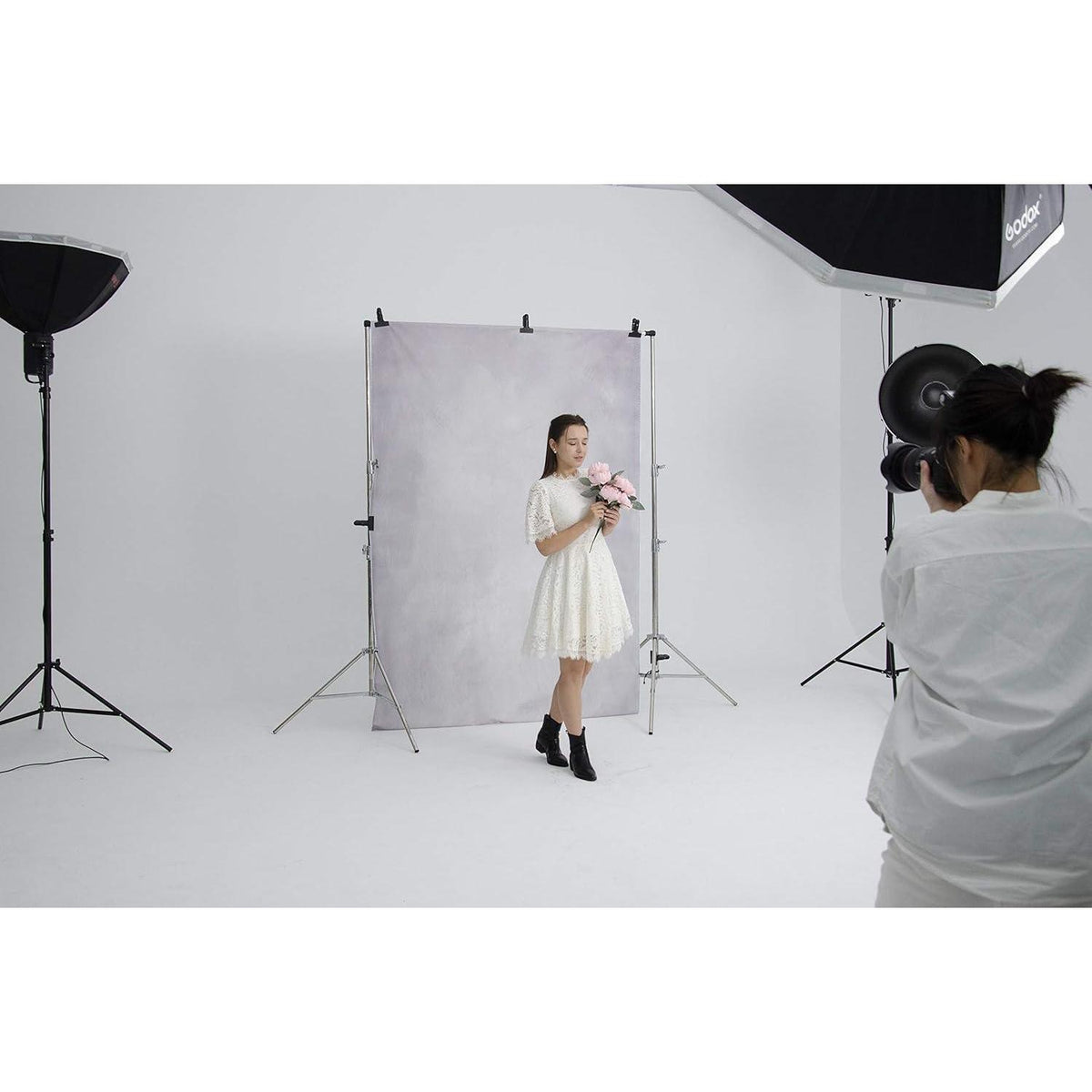 3x6m Grau Fotohintergrund Mikrofaser Textur
