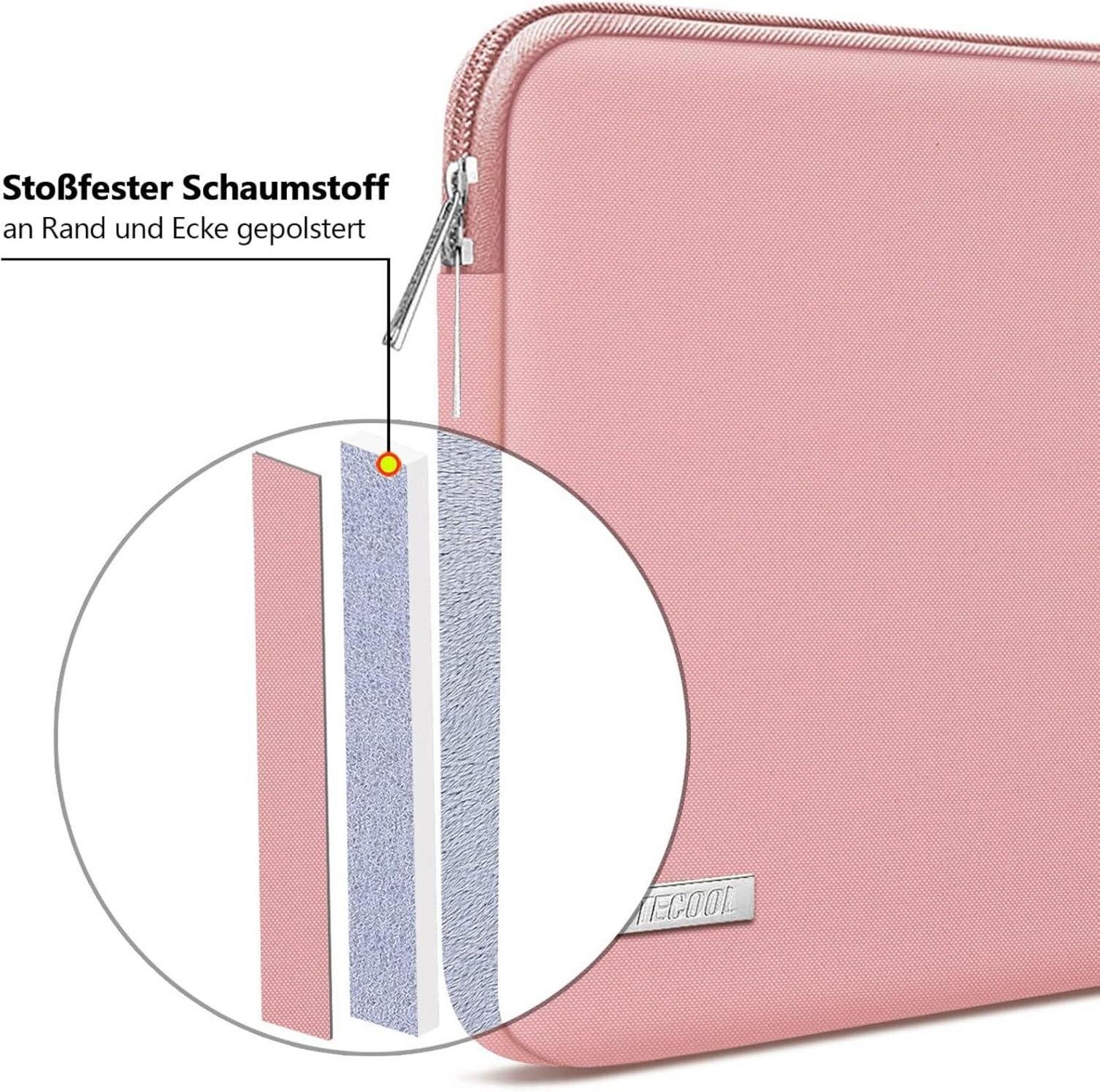TECOOL Laptoptasche 15,6 Zoll Schutzhülle Sleeve Case für HP Dell Lenovo ASUS Acer Laptops - Rosa