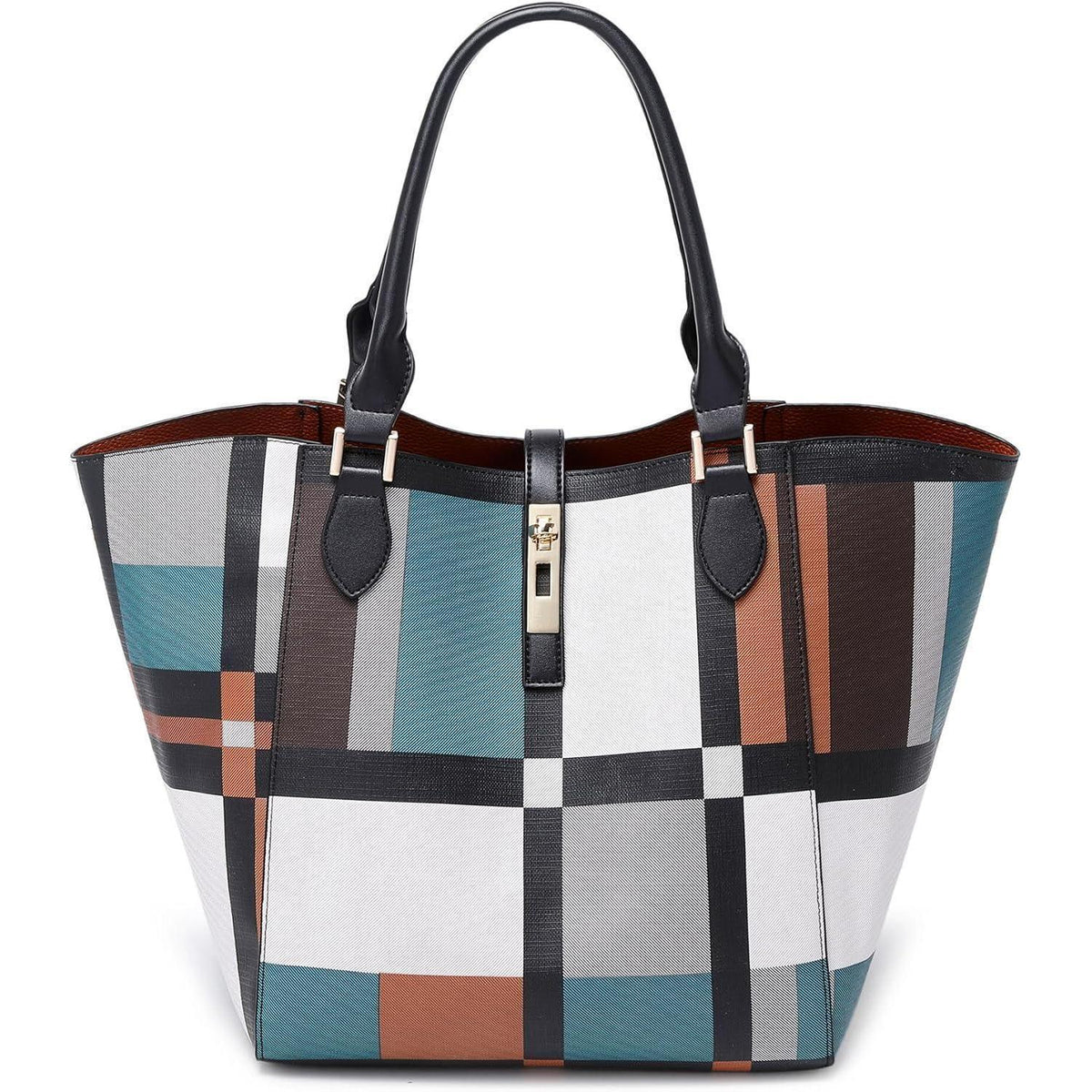 Große Shopper Tasche Damen mit Henkel und Schulterriemen in Lederoptik