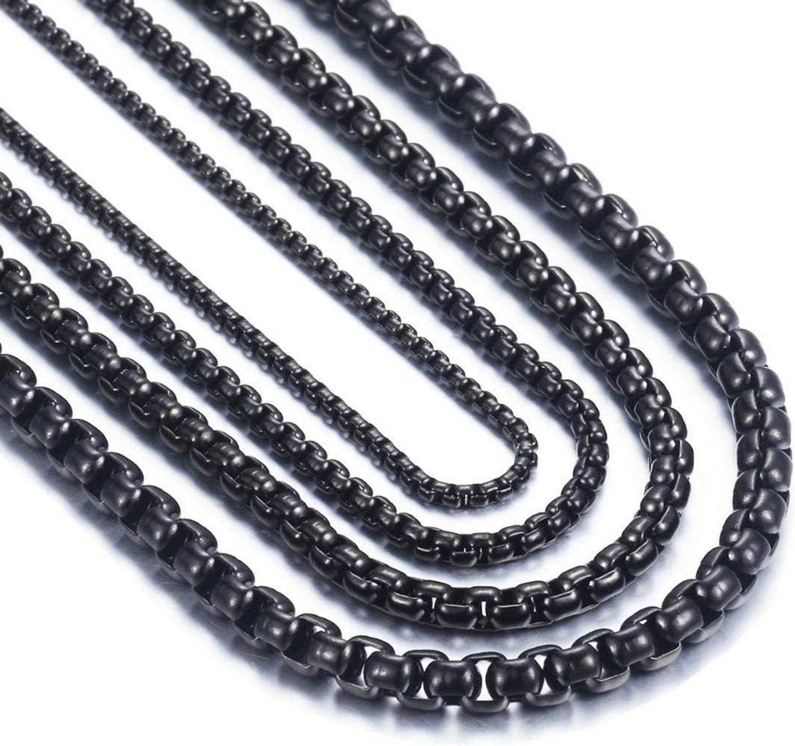 Edelstahl Schwarz Box Kette Briolette Venetian Link Halskette