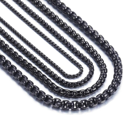 Edelstahl Schwarz Box Kette Briolette Venetian Link Halskette