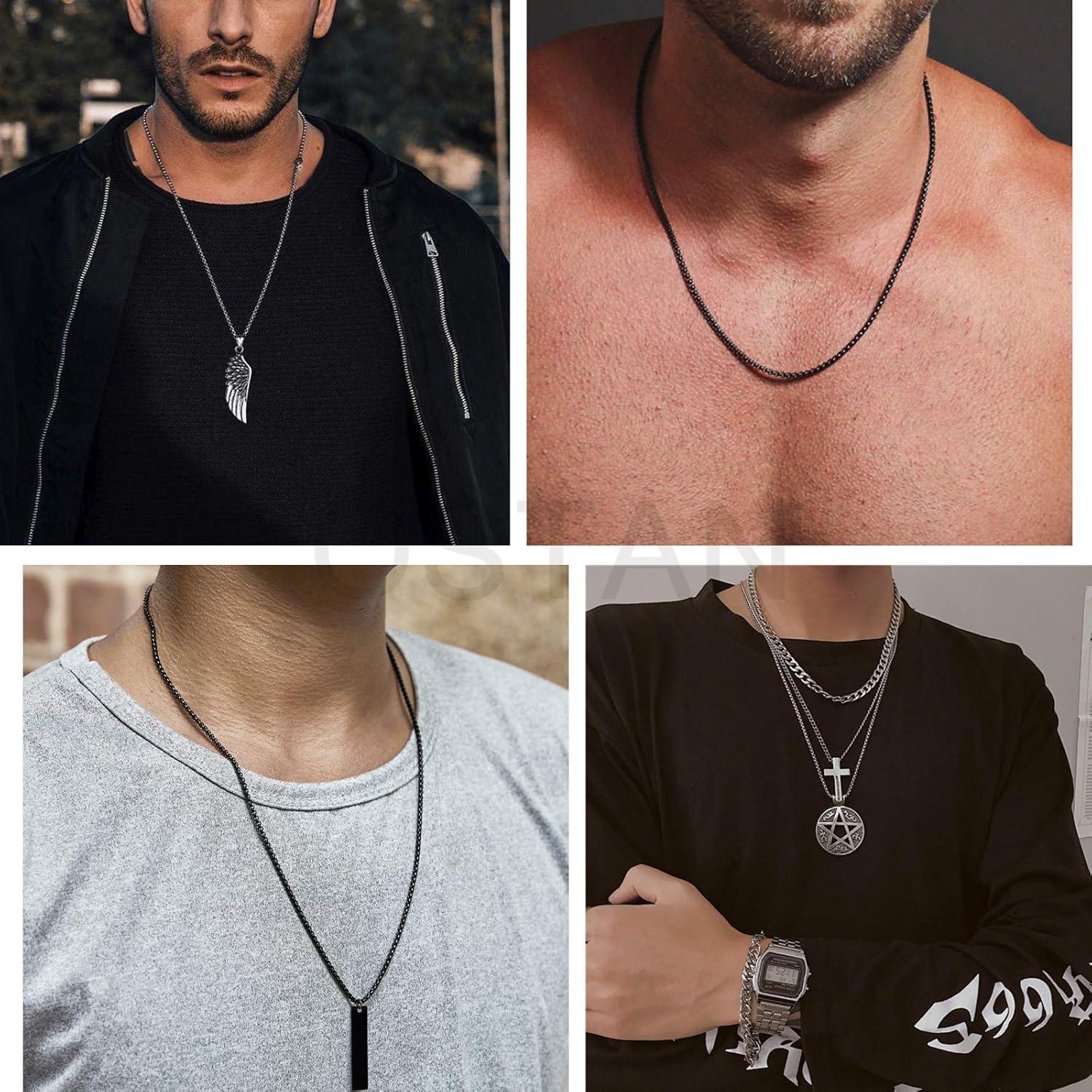 OSTAN Edelstahl Box Kette Schwarz 2-5mm Breite 45-80cm Halskette