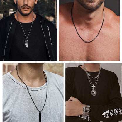 OSTAN Edelstahl Box Kette Schwarz 2-5mm Breite 45-80cm Halskette