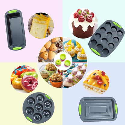 Silikon Backform Set Kuchen Brot Donut Muffinform Pizzablech Cupcakes 5er Set