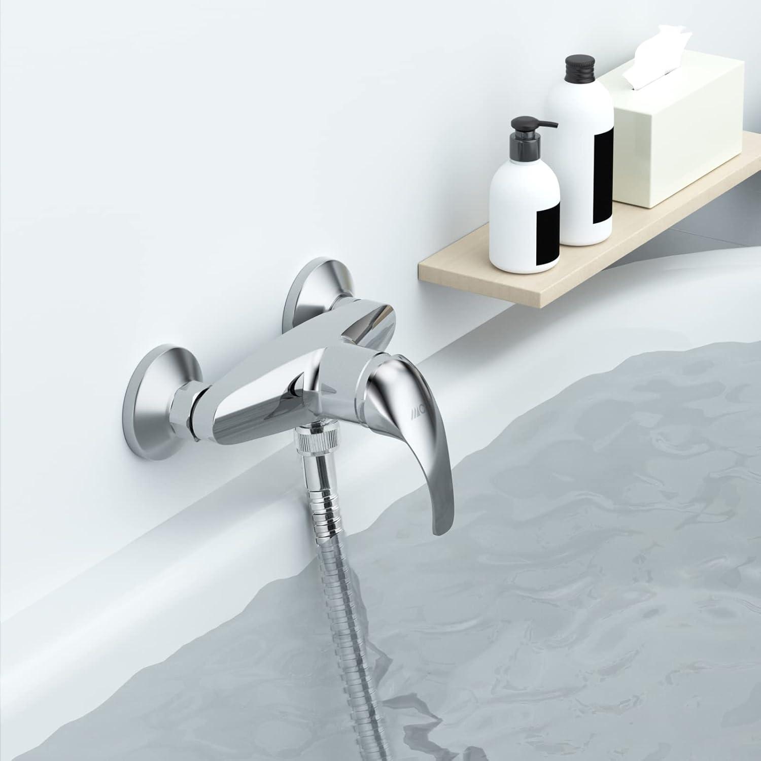 Einhand-Duscharmatur Set chromfarbenes Design Wandmontage