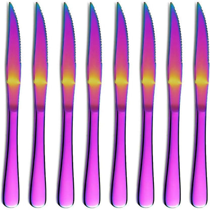 Steakmesser Set 8tlg Regenbogen Edelstahl Scharf Besteck