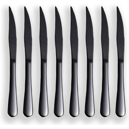 Schwarzes Steakmesser Set 8x Edelstahl Besteck Grill zubehör