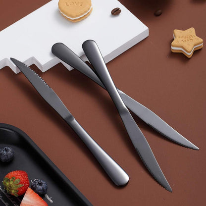 Schwarzes Steakmesser Set 8x Edelstahl Besteck Grill zubehör