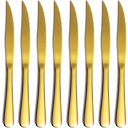 Goldenes Steakmesser Set 8 Stück Edelstahl Spülmaschinenfest