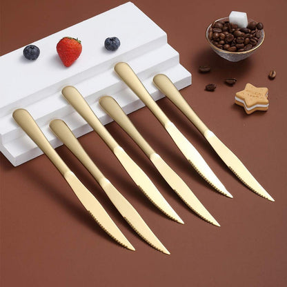 Goldenes Steakmesser Set 8 Stück Edelstahl Spülmaschinenfest