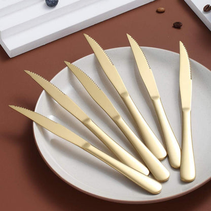 Goldenes Steakmesser Set 8 Stück Edelstahl Spülmaschinenfest