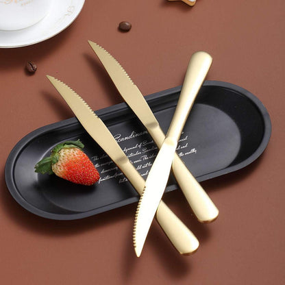 Goldenes Steakmesser Set 8 Stück Edelstahl Spülmaschinenfest