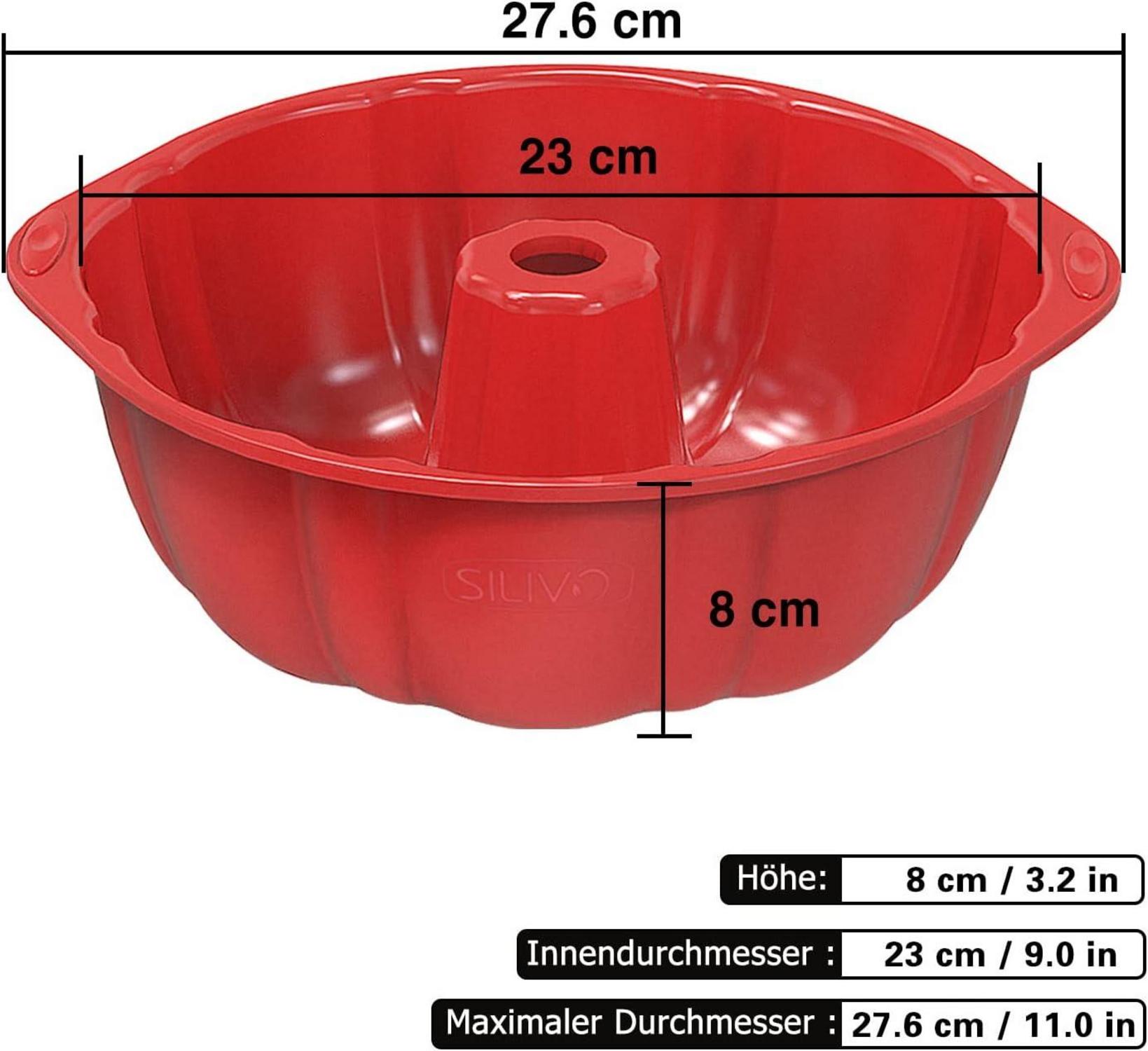 Silikon Gugelhupfform 23 cm Antihaft Kuchenform Groß Rund
