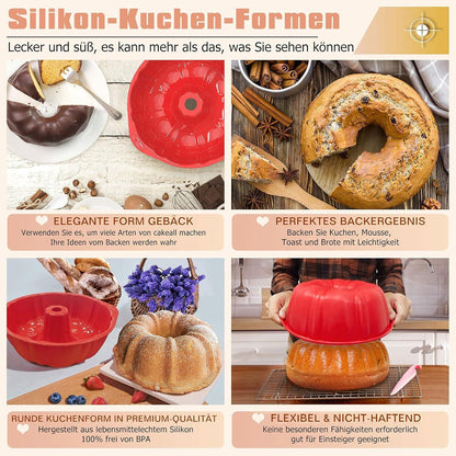 Gugelhupfform Silikon Backform Antihaft 23 cm Groß Kuchenform Rund