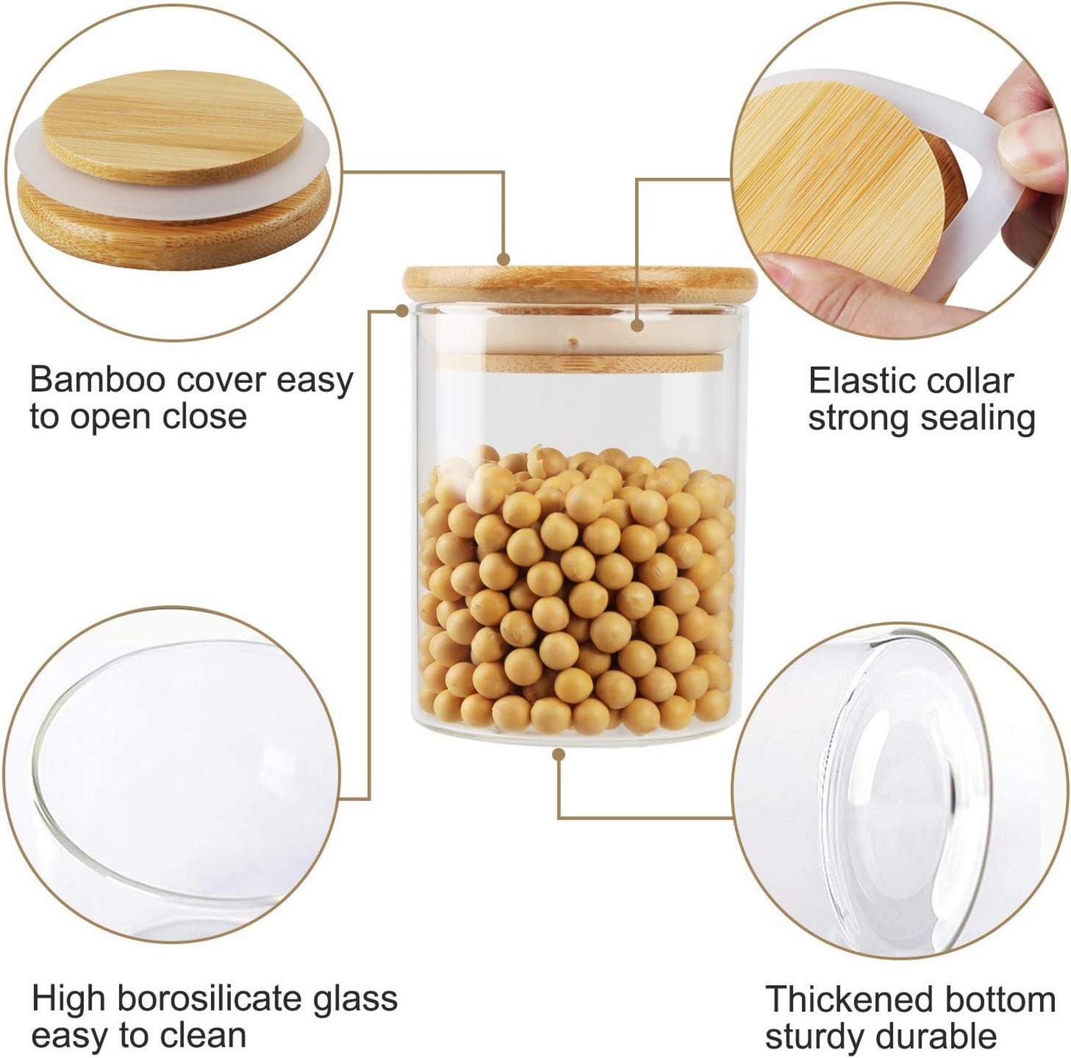 Gewürzdosen Glas 12er Set 200ml mit Bambusdeckel und Aufkleber