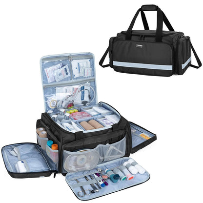Erste-Hilfe-Tasche mit Trennwänden & rutschfestem Boden Schwarz