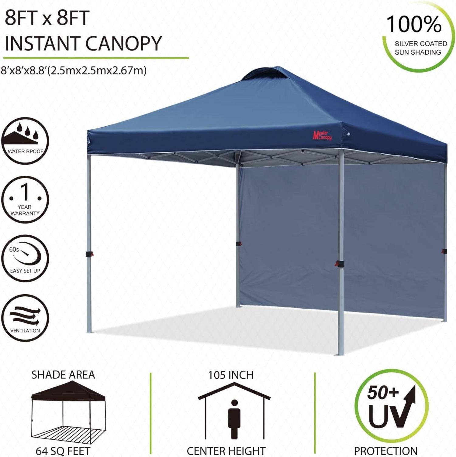 Pop-Up Pavillon mit Seitenwand 2,5 x 2,5 m Marineblau