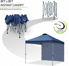 Pop up Pavillon Faltpavillon Festzelt 2,5 x 2,5 m marineblau mit Seitenwand