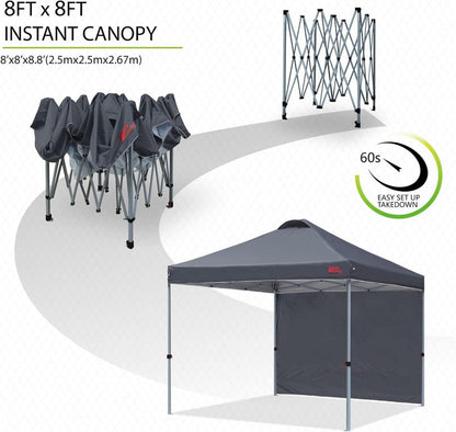 MasterCanopy Pavillon 2,5 x 2,5m Faltpavillon mit Seitenwand Dunkelgrau