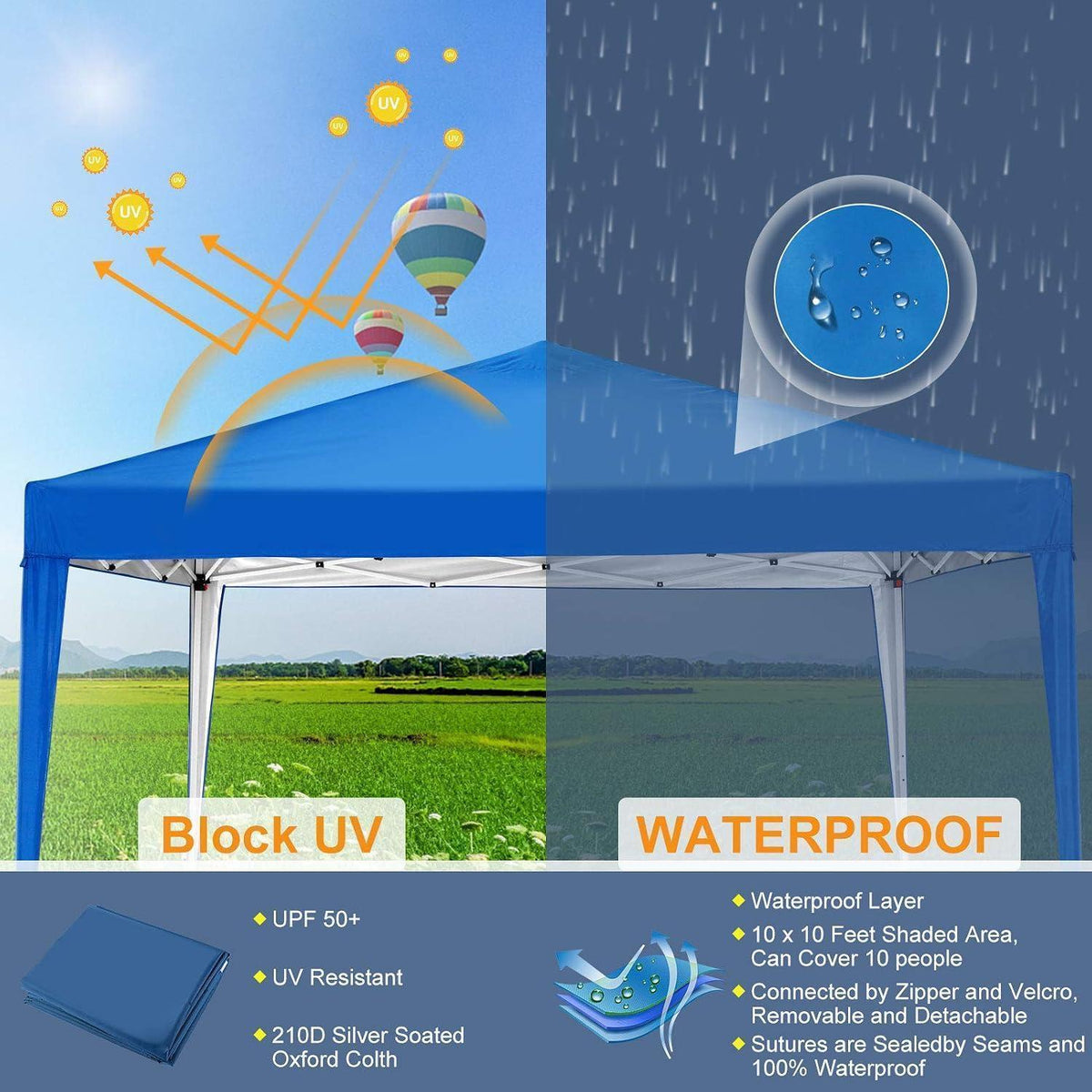 Faltpavillon 3x3m – Blau, Vielseitig & Wasserabweisend