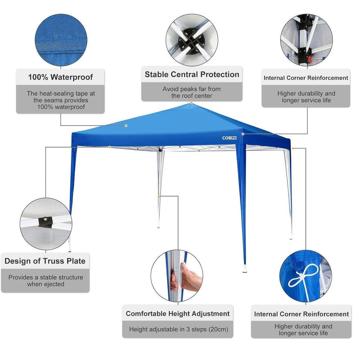 Faltpavillon 3x3m – Blau, Vielseitig & Wasserabweisend