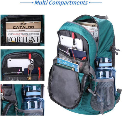 WATERFLY Faltbarer Wanderrucksack 30L Leicht Tagesrucksack Nassfach Grün