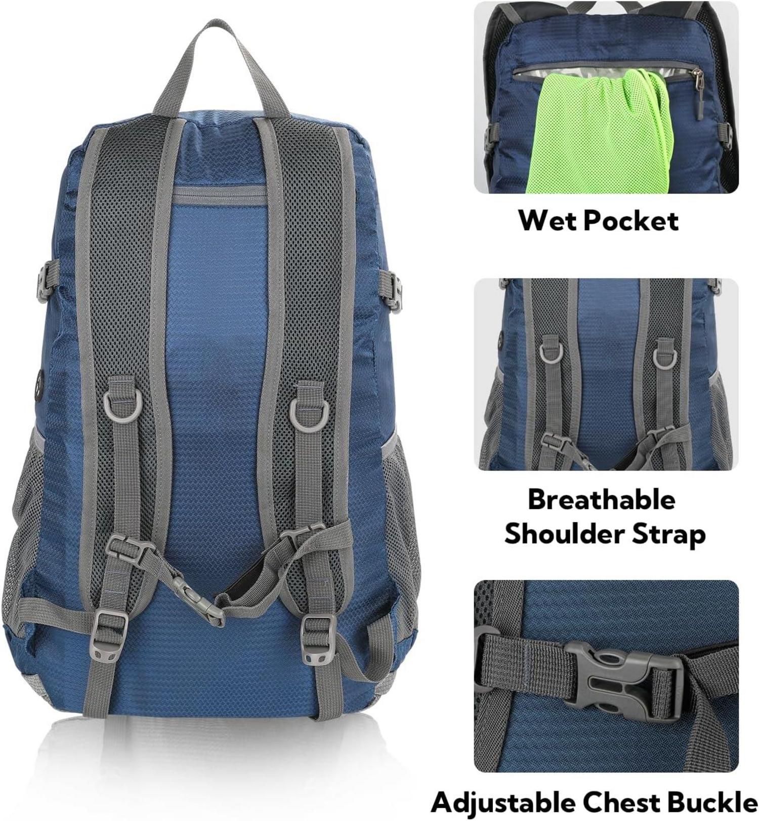 Ultraleichter Faltbarer Rucksack 30L mit Nassfach für Outdoor Wandern - Daypack