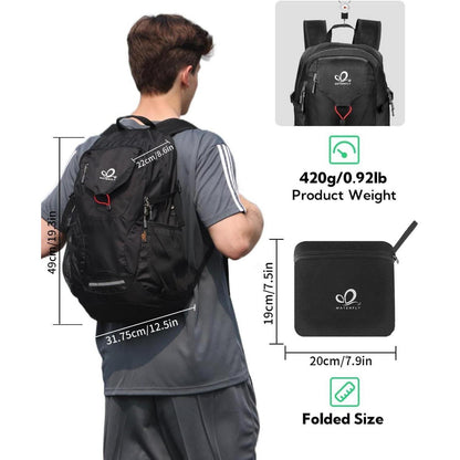 WATERFLY Faltbarer Wanderrucksack 30L: Leichter Daypack mit