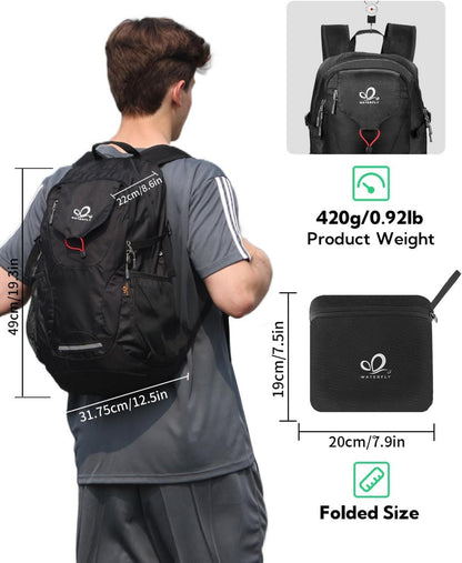 WATERFLY Faltbarer Wanderrucksack 30L: Leichter Daypack mit
