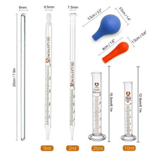 Labor Glas Pipetten Set 2ml 5ml, Graduierte Glasmesszylinder