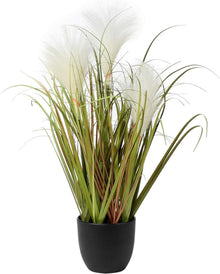 Künstliches Pampasgras Deko Kunstpflanze Schwarz Beige