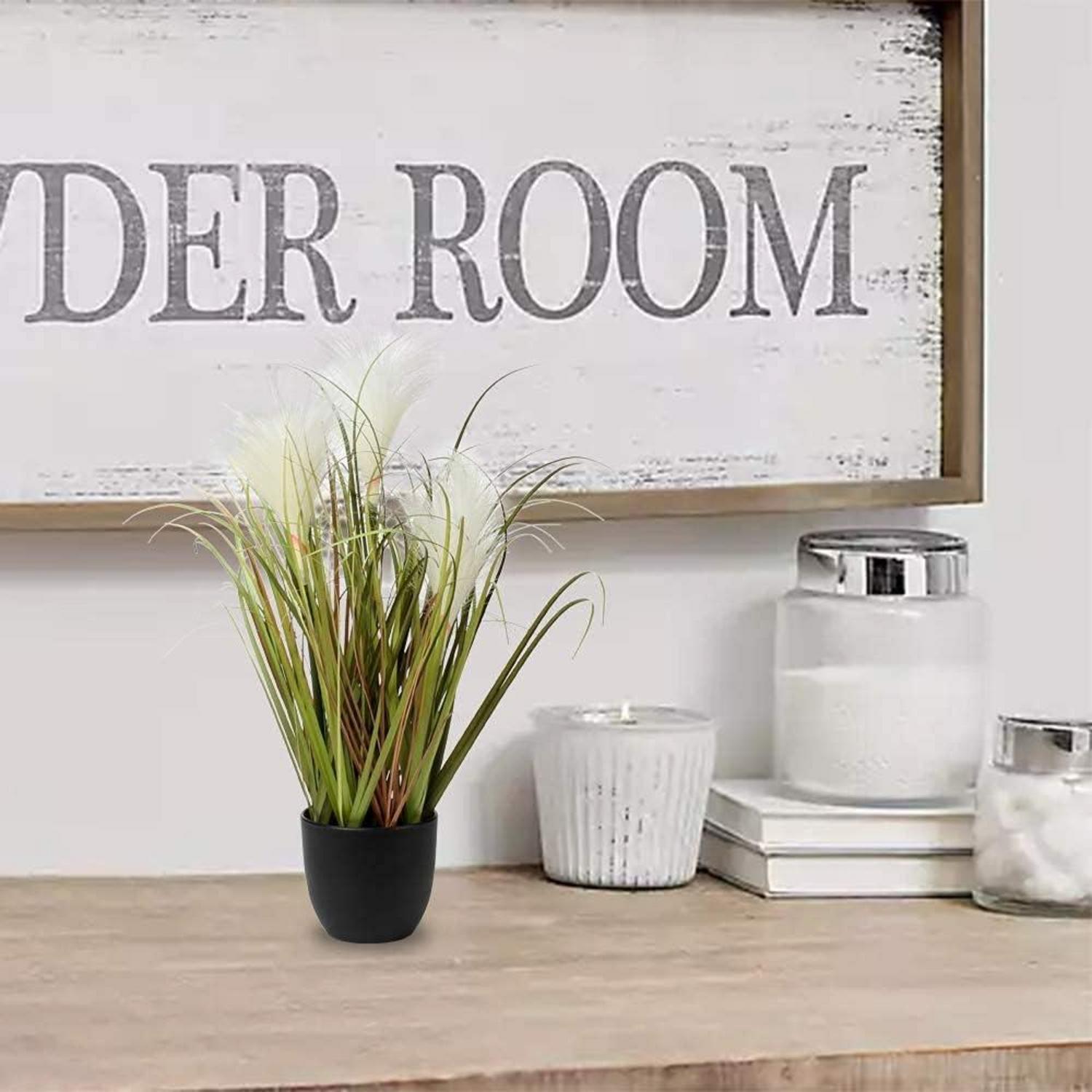 Künstliches Pampasgras Grasbusch Dekopflanze Kunststofftopf - Beige