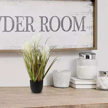 Künstliches Pampasgras Grasbusch Dekopflanze Kunststofftopf - Beige