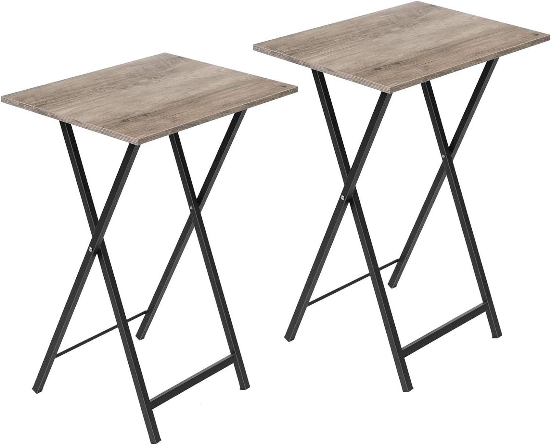 Beistelltisch Klappbar 2er Set Industriestil Greige-Schwarz