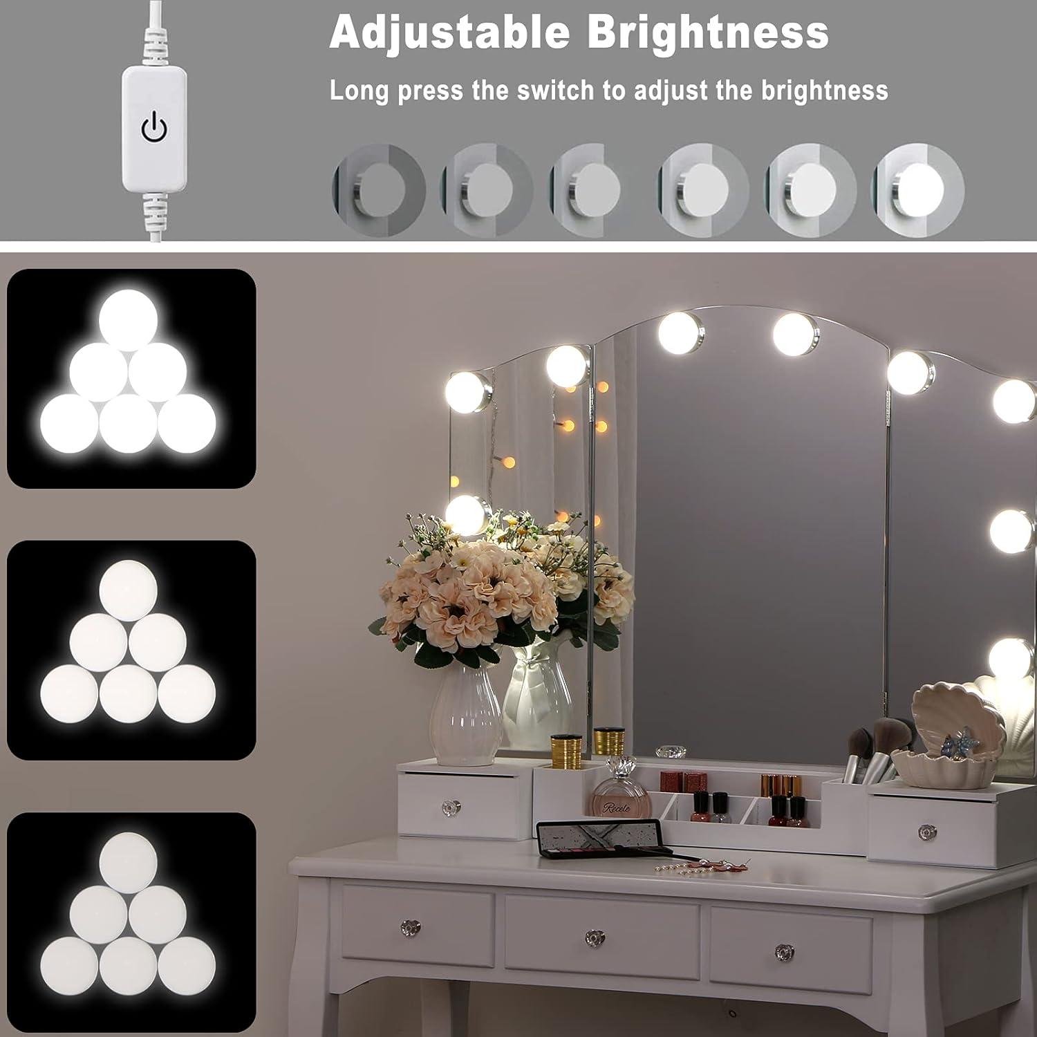 Schminktisch LED Spiegel Beleuchtung 5 Schubladen 2 DIY Teiler