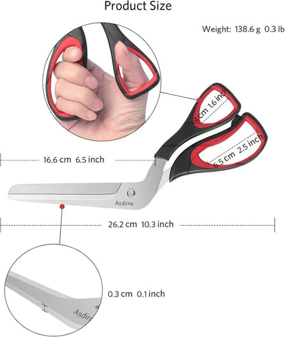 Asdirne Pizzaschere mit Scharfer Edelstahlklinge und Weichem Griff, Küchenschere 27CM Schwarz/Rot
