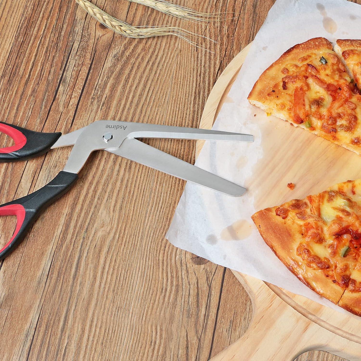 Pizzaschere Edelstahlklinge Lebensmittelqualität Weicher Griff 27CM Schwarz/Rot