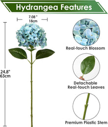 Künstliche Real-Touch Hortensie Blumen 63 cm Cadet Blue 2