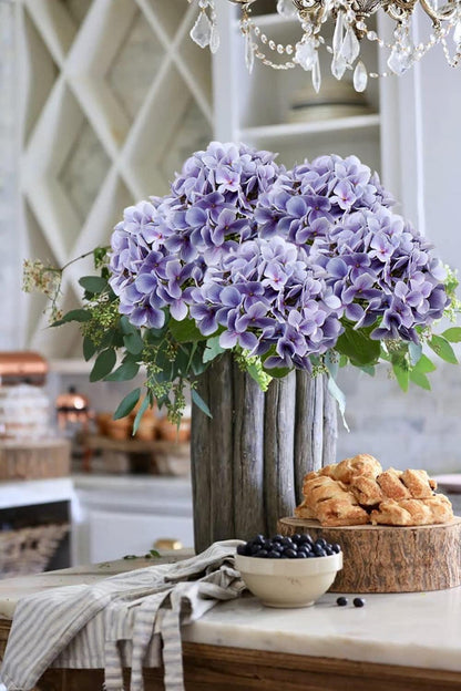 Künstliche Hortensie Blumen Real-Touch Hydrangea Kunstblumen 63 cm 2 Stück