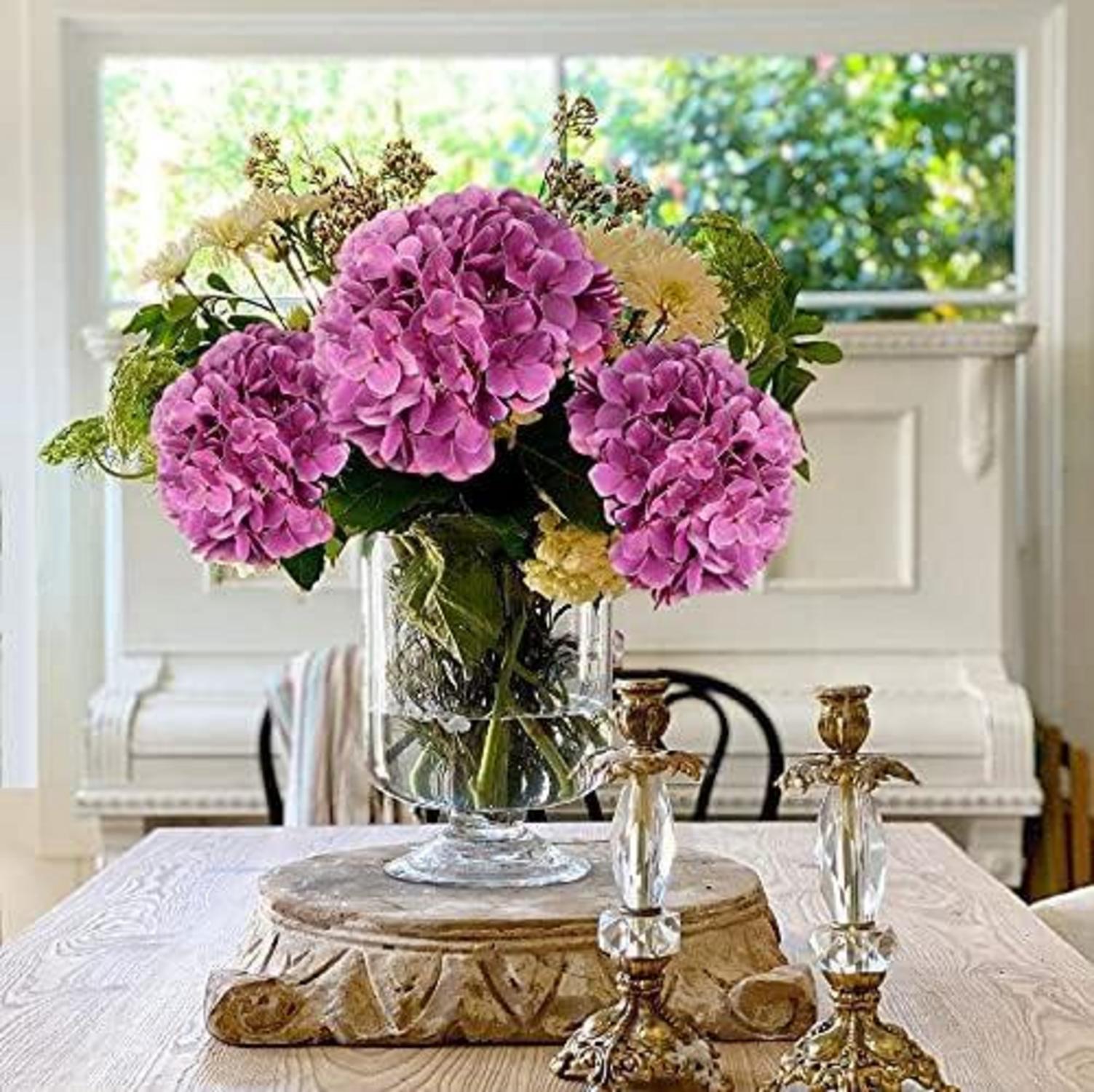 Künstliche Hortensie Blumen Real-Touch Kunstblumen Pale Violetred 2 Stück