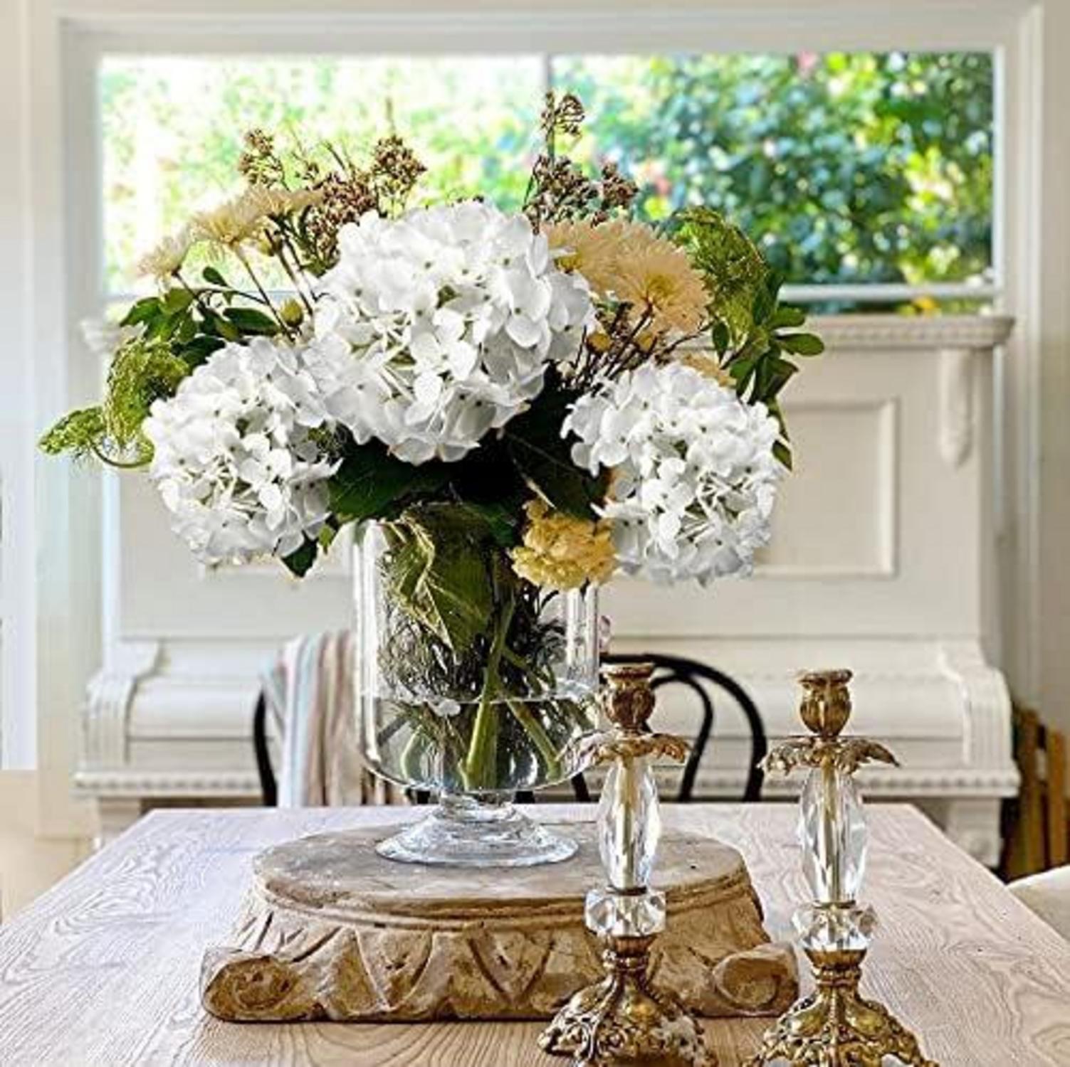 Künstliche Hortensie Real-Touch Kunstblumen 2 Stück Mint Cream