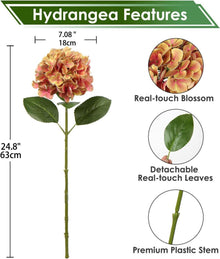 Künstliche Hortensie Blumen Real-Touch Hydrangea Kunstzweige