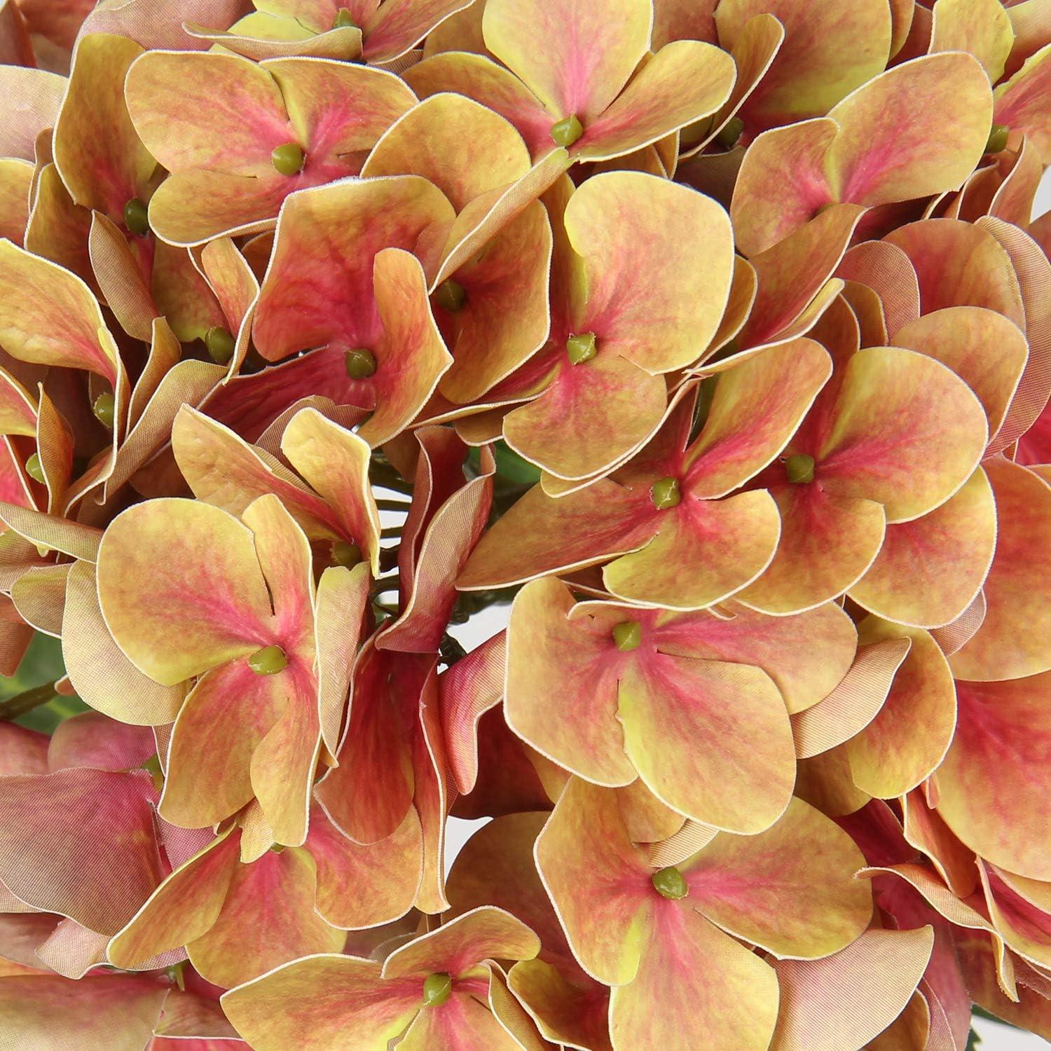 Künstliche Hortensie Blumen Real-Touch 2 Stück Dunkel-Goldenes