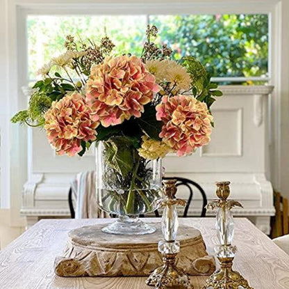 Künstliche Hortensie Blumen Real-Touch Hydrangea Kunstzweige Dunkelgold 2 Stk