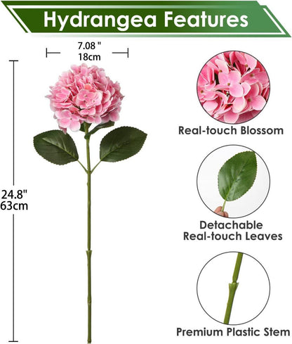 Künstliche Hortensie Real-Touch Kunstblumen 63 cm 2er-Set