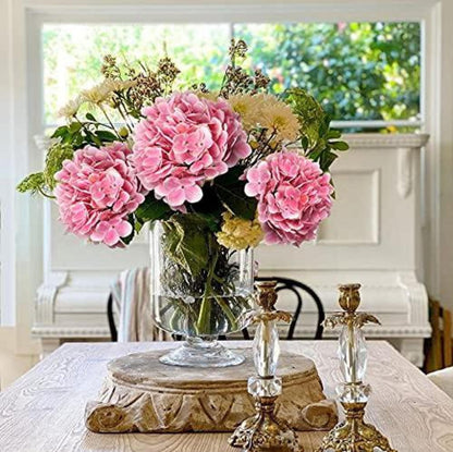 Künstliche Hortensie Blumen Real-Touch Kunstblumen Hydrangea Deko 63 cm Light Pink