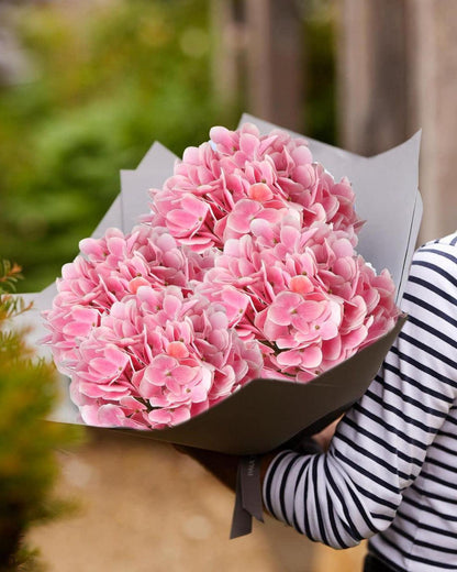 Kunst-Hortensie Real-Touch Blumen Hydrangea Deko 2 Stück Light Pink