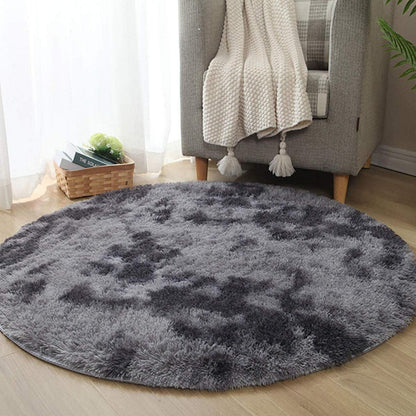 Flauschiger Teppich Rund Hochflor Rutschfest Weich Schwarz Grau 160cm