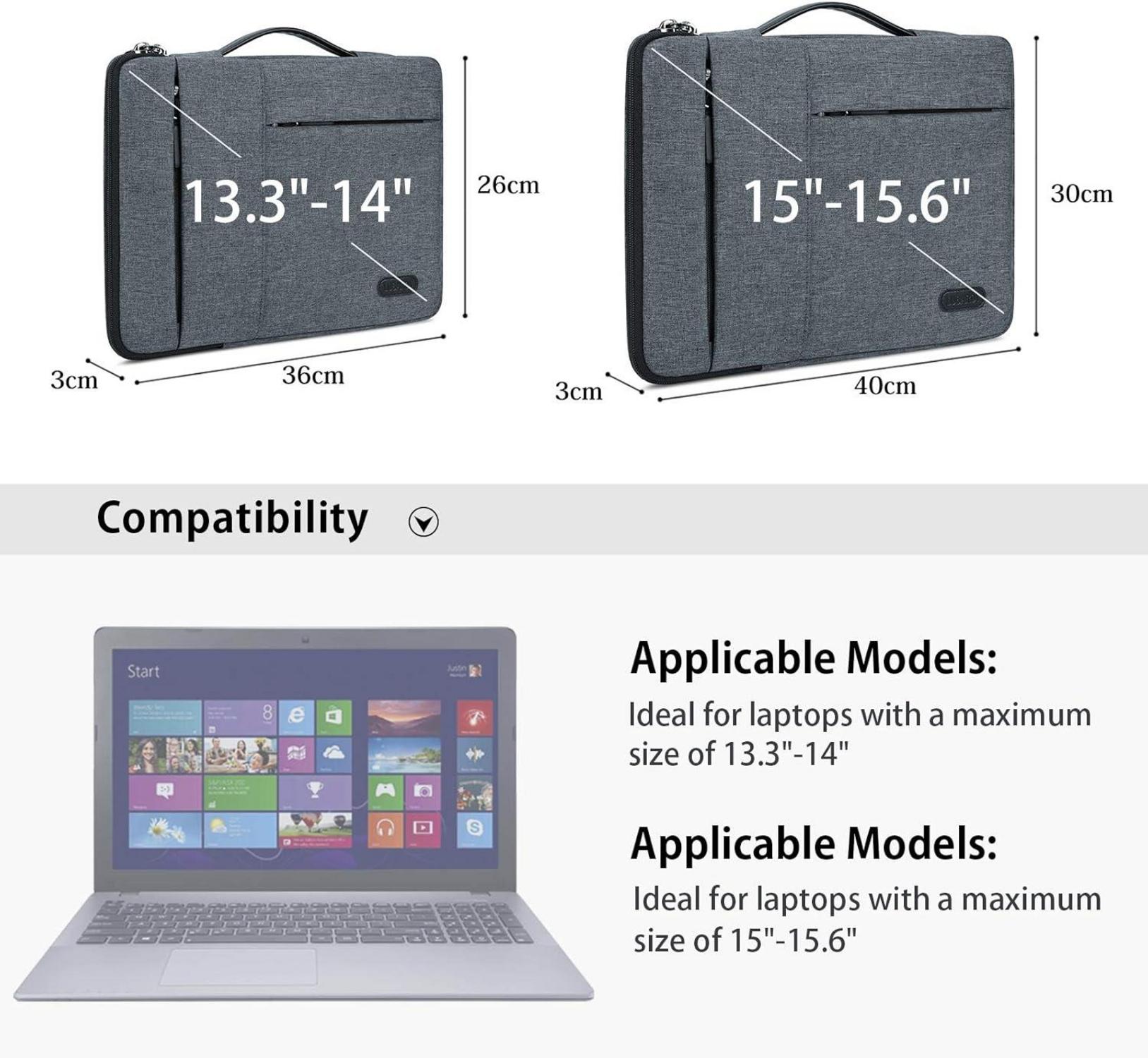 Laptophülle 15,6 Zoll stoßfest wasserdicht schwarz MacBook HP Dell