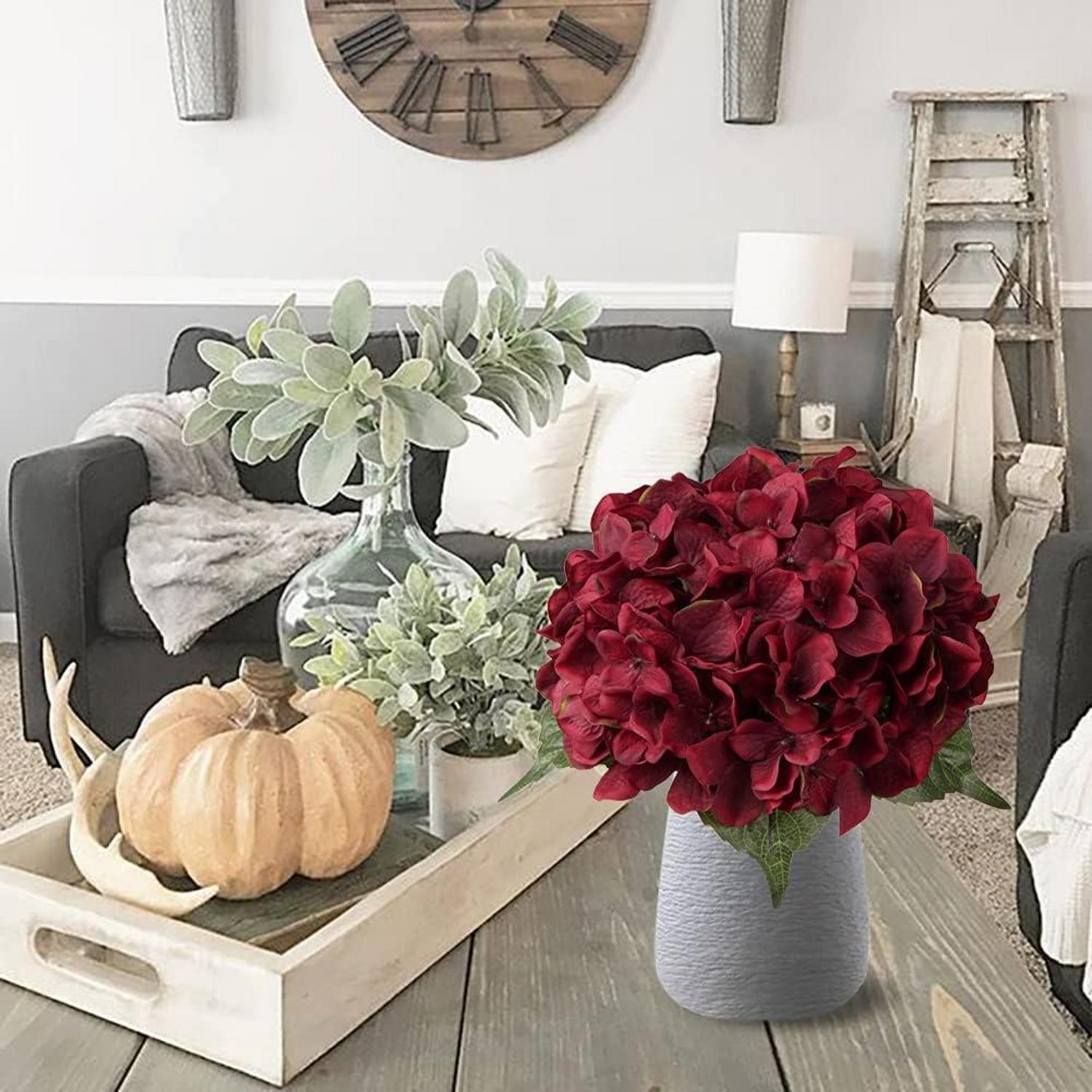 Künstliche Hortensien Blumenstrauß Seidenblumen Hochzeit Deko Rot